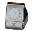 Foldable Silver & Leather Travel Alarm Clock